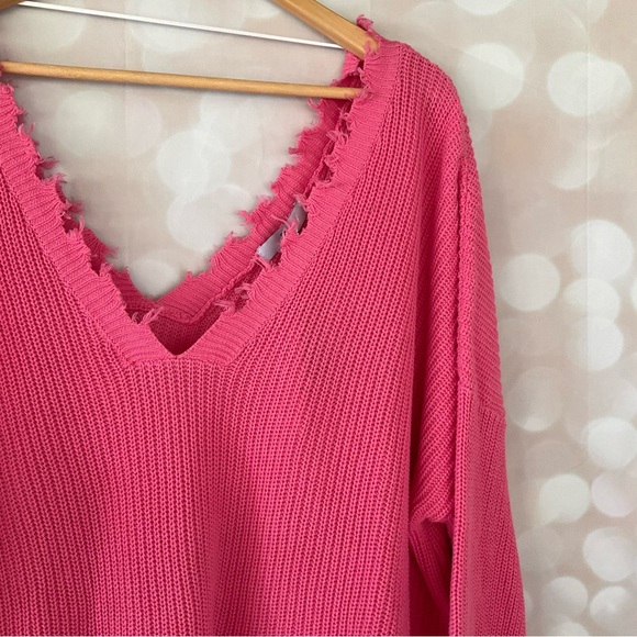 FATE Pink Fringe Knit Sweater - Picture 2 of 8